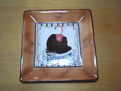 Ambiance CAFE FRIANDISE Square Salad Dessert Plate 8'' Brown 1 ea 3 available
