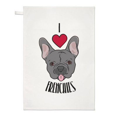 I Love Frenchies Geschirrtuch Spüllappen - Hunde Hund Welpe Lustig