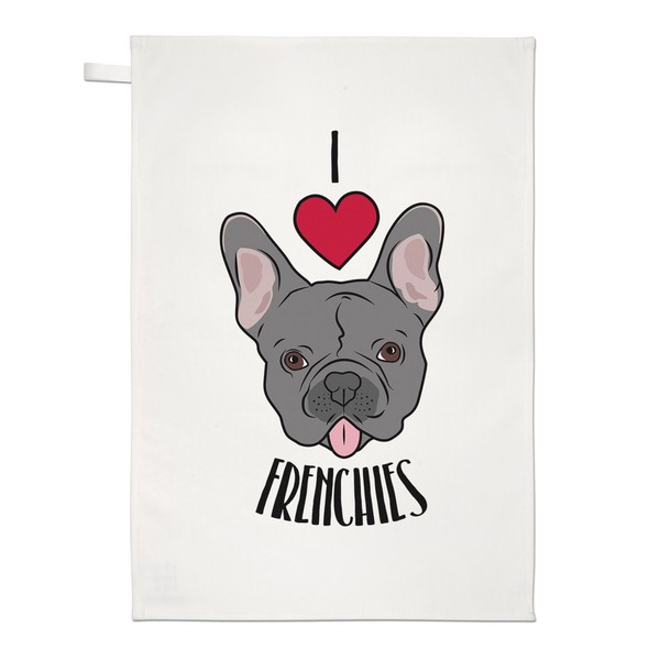 I Love Frenchies Geschirrtuch SpüLlappen - Hunde Hund Welpe Lustig-image