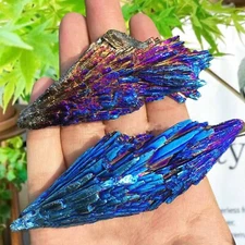 Natural Aura Peacock Kyanite Crystal Feather Stone Cluster Crystal Specimens