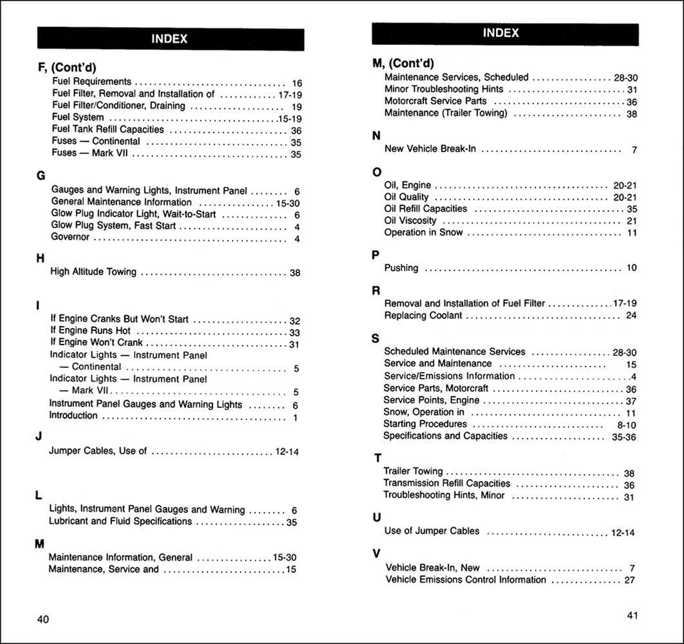 Lincoln Continental y Mark VII 1985 motor diésel manual del propietario Sup 2,4 litros  Foto 3 de 4