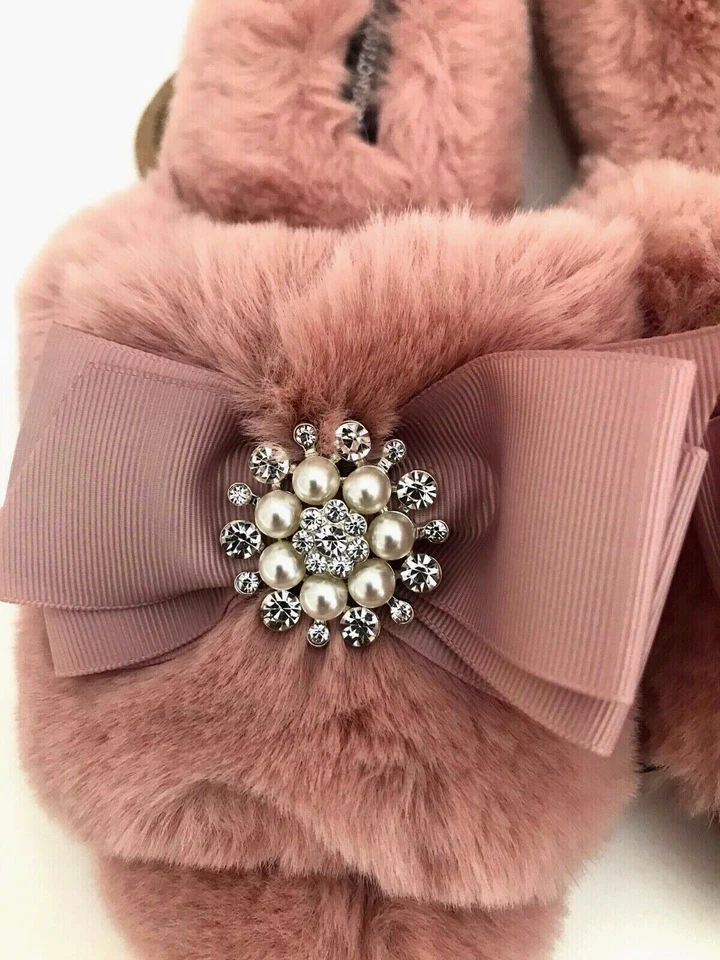 Pretty You London Elegant Women Slip-On Slippers Jeweled, Bride, Cushioned  PINK - Изображение 3 из 3