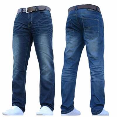 Crosshatch Herren Neu Mode Jeans Straight Fit Vintage Faded Blue Denim Farrow