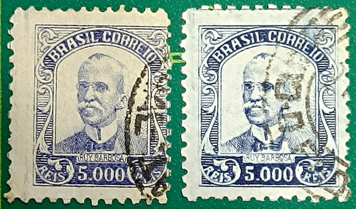 Brazil stamp 1929,Sc A89,1st violet with horizont. laid paper,2nd blue wrong Wmk - Picture 3 of 8