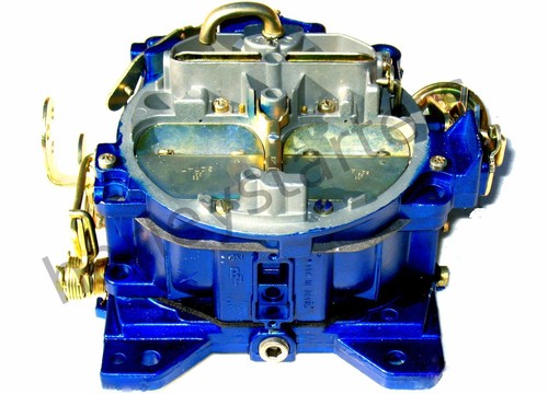 REBUILT MARINE CARBURETOR QUADRAJET FOR 305 CID V8 ENGINES DIVORCED CHOKE BLUE - Foto 4 di 6
