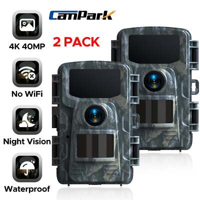 2Pcs Campark Trail Camera 4K 48MP Hunting Game Camera  120° Wide Angle No wifi