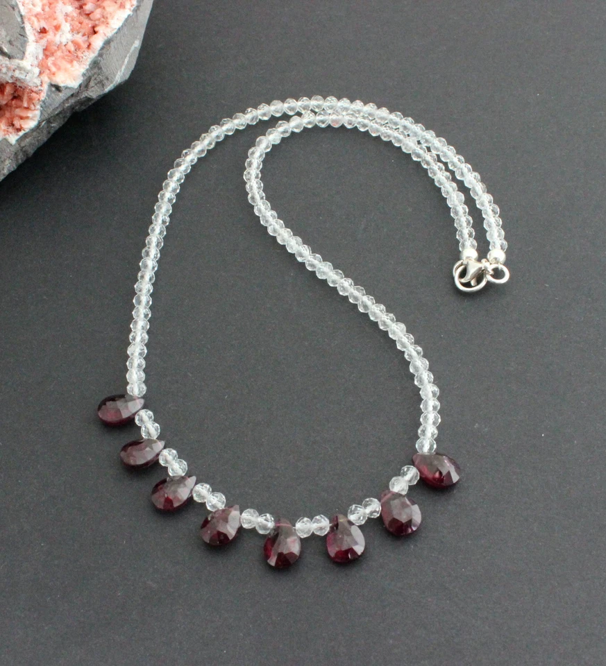 Collar De Topacio Blanco Con Cadenas De Rodolito, Regalo, 44 Cm - Imagen 3 de 3