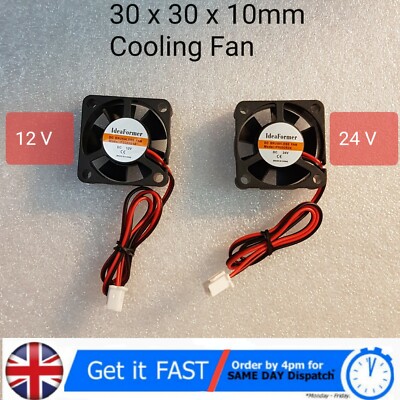 Drucker 3010 30x30x10mm Lüfter klein DC 12V / 24V Kühler 2 Pin Kabel
