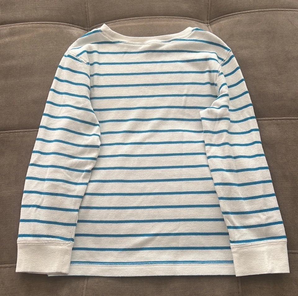 Camisa térmica Crazy 8 Boys blanca/azul a rayas cuello redondo manga larga talla 7/8 Foto 3 de 4