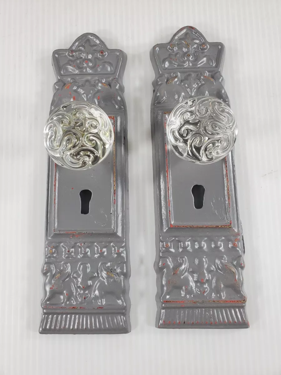 2 Memories Crystal Knob Gray Look Backplate Wall Hook Cast Iron 7 1 2