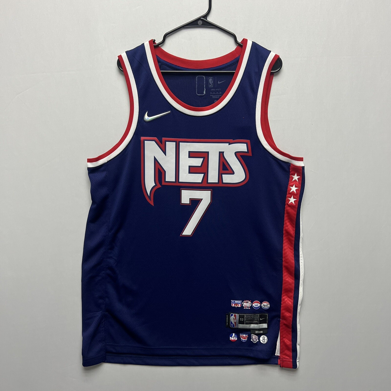 Nike NBA Nets Кевин Дюрант #7 Мужской размер 2XL Баскетбольная майка Синий топ #492