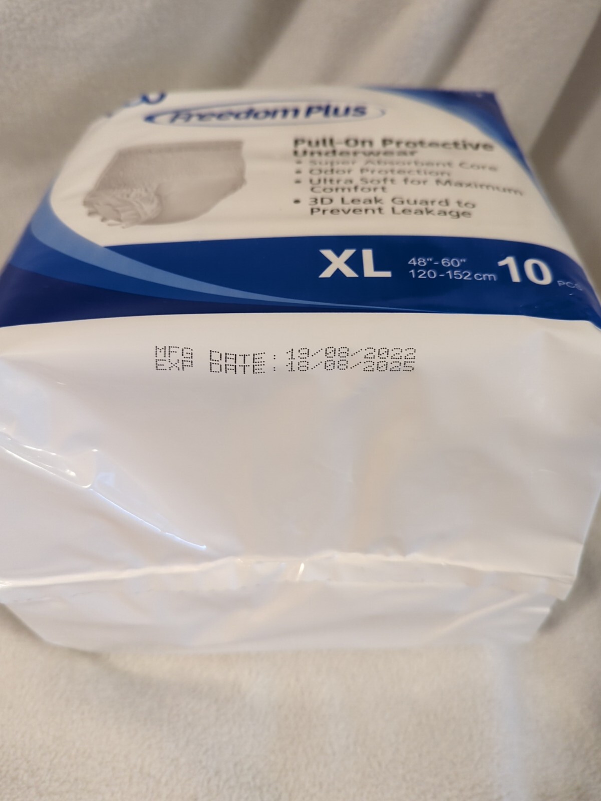 Freedom Plus PullOn Protective Underwear XL 48"60" 10 piece Maximum