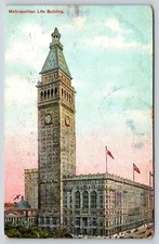 VINTAGE OLD ANTIQUE POSTCARD METROPOLITAN LIFE BUILDING NEW YORK CITY USA 1909