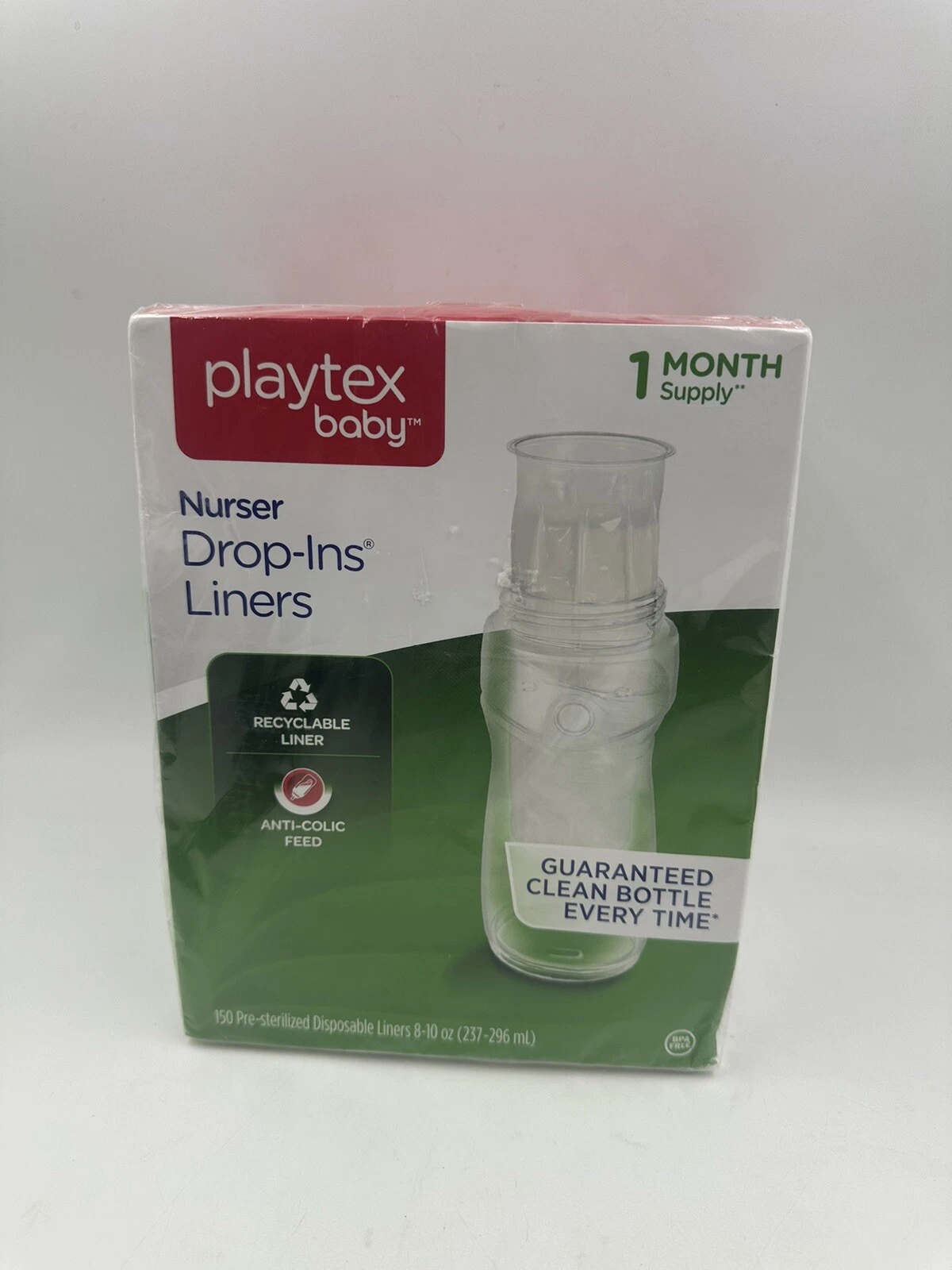 Playtex Baby Nurser Drop-Ins 150 Pre Sterilized Disposable Bottle Liners 8-10oz
