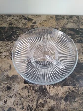 Kig Indonesia #1439 Vtg Clear Glass Round 3-Section Relish Tray 