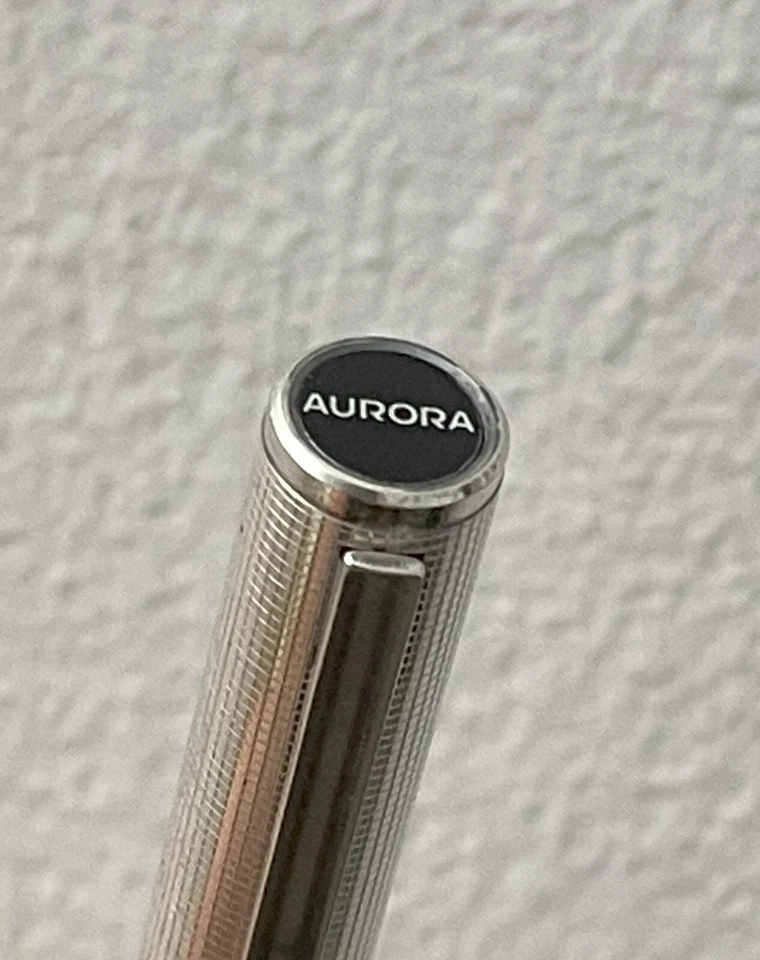 Pluma Estilográfica Italia Aurora Hastil Años 70, Plata de Ley Sólida, 14K B Nuevo en Caja Foto 3 de 4