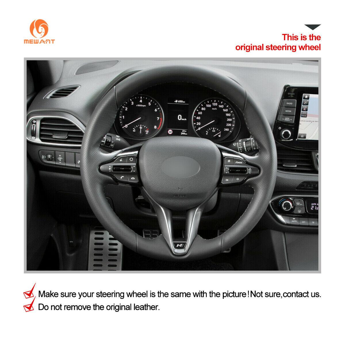 MEWANT DIY PU Leather Car Steering Wheel Cover Wrap for Hyundai Veloster N i30N eBay