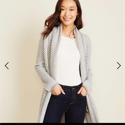 Ann Taylor Herringbone Shawl Collar 