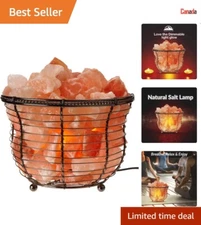 Elegant Basket Salt Lamp - Pink Salt Chunks - Ionic Balance - Better Sleep