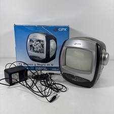GPX TVP5 Portable TV 5 Black White AM/FM Radio 3 Way Power, Tested And Works