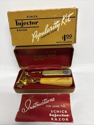Antique Schick Injector Razor in Original Case W/ Blades, Instructions & Box