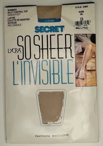 Vtg Secret SO SHEER NUDE Shimmer Nylon Pantyhose Sz D NOS - Picture 1 of 7