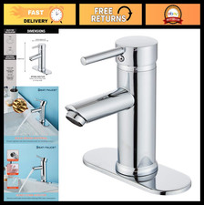"Single Handle Bathroom Sink Faucet - 1 or 3 Hole, Chrome Finish, RV Vanity Upgr