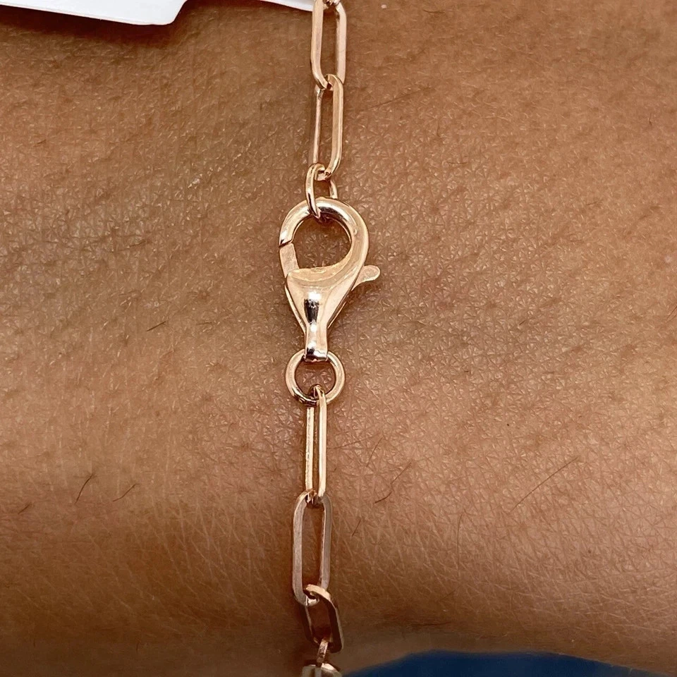 Impresionante brazalete de tenis enchapado en oro rosa de 14 k con diamantes simulados de corte redondo de 8 quilates Foto 2 de 4