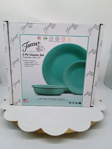 Fiesta Classic 3 Pc Place Setting New in Open Box Turquoise Current Color