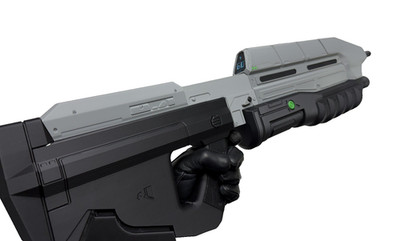 Halo CE Rifle MA5B 3D printed in color, life sized, partially assembled. 