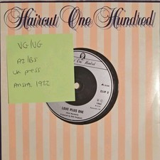 Haircut One Hundred Love Plus One Vinyl Record 7" VG+/VG+ CLIP 2 1982