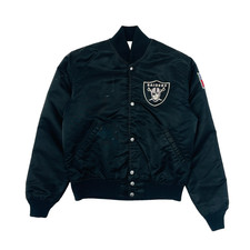 Mens Starter NFL LA Raiders Black Pro Sport Varsity Bomber Jacket - Small