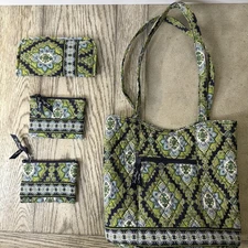  Vera Bradley Cambridge Blue Green Purse, Eye Glass Case & 2 Credit Card Cases