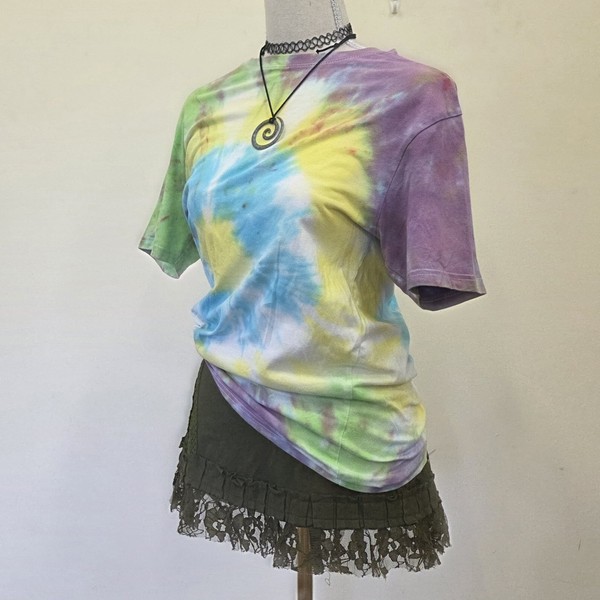 Multicolour Tie Dye Short Sleeve T-Shirt XS Hippie Boho Doof Grunge