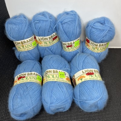 Lion Brand Molaine 3-Ply Mohair Look Yarn  Blue 107 Italy 7 Skeins lot