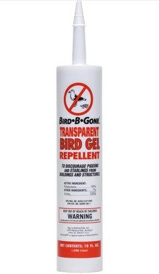 Bird-B-Gone Transparent Bird Gel Repellent 10 oz Easy To Apply With Caulking Gun