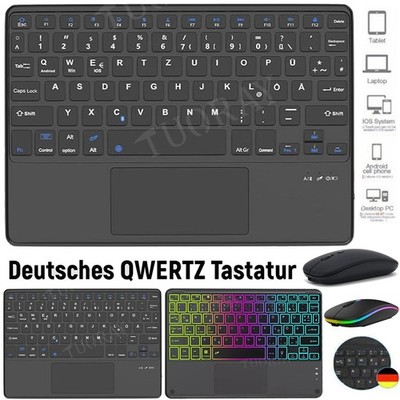 Touchpad QWERTZ Tastatur mit Maus für iPad A16 11 10 9 8 7th Air 6 5 4 Pro 11''