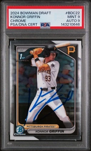 Konnor Griffin 1st 2024 Bowman Draft Chrome Auto BDC-22 Pirates PSA 9/9