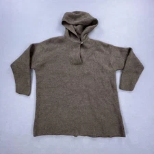 Banana Republic Sweater Womens Medium Brown 100% Merino Wool Hooded Rib Knit