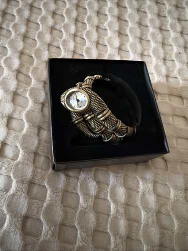 Kenneth Jay Lane Snake Bracelet Watch Brass Tone Quartz No Battery Wrap Cuff