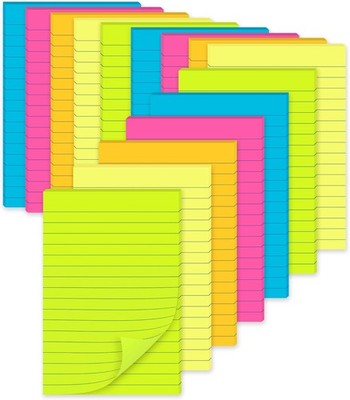 Lined Stiy Notes in Post, Lar Stiy Pads with Lines Self-Sti Note