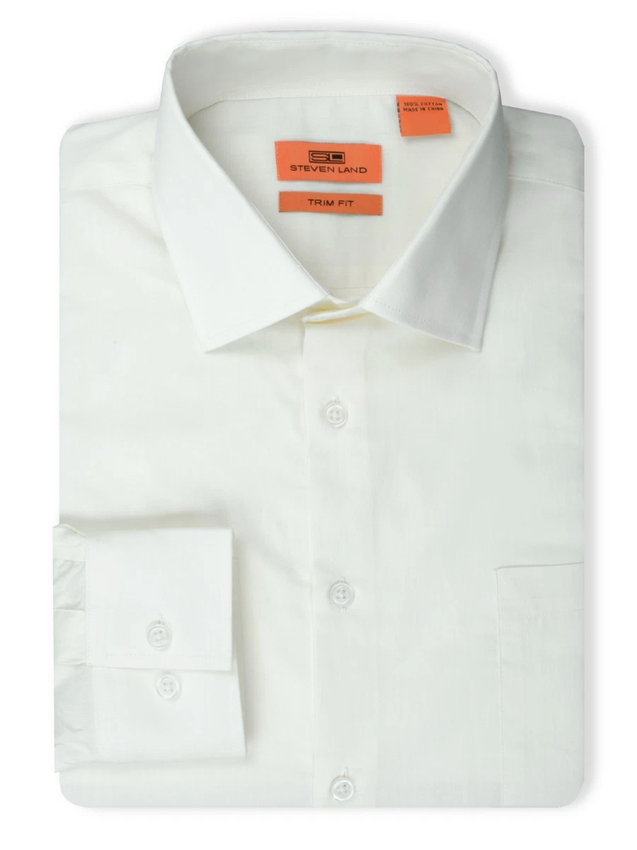 Ivory Slim Spread Collar Dress Shirts for Men for sale | eBay