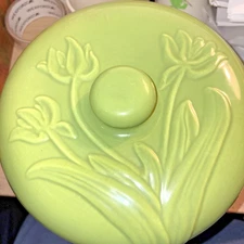 MCM Santa Anita Ware California Pottery Covered Casserole Tulip Pattern 1950s