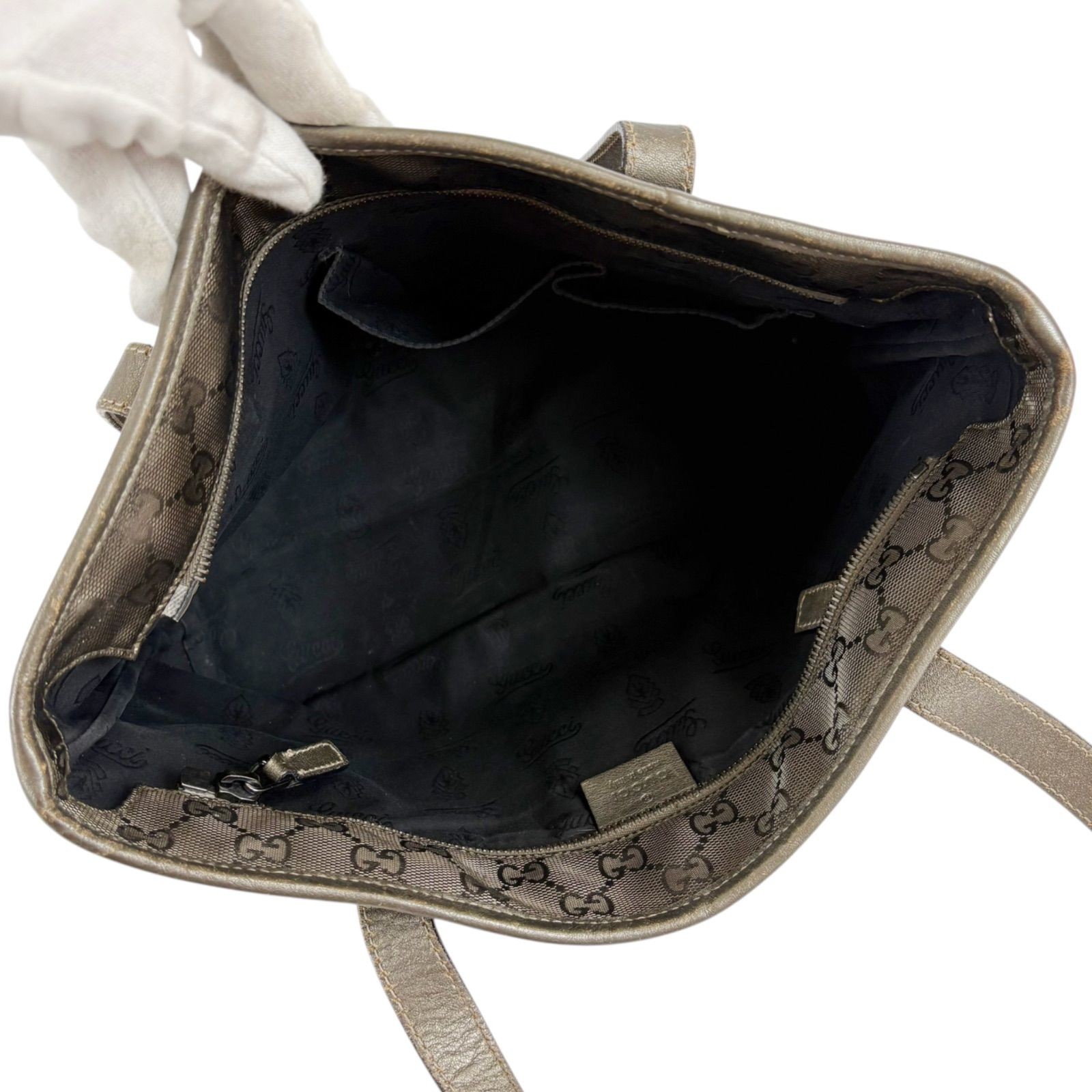 GUCCI GG Pattern PVC Mini Tote Bag Gold Impreme 211138 Authentic Vintage thumbnail 7