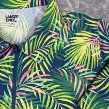 Land's End Mens 2XL 1/4 Zip Performance Polo S/S Tropical Hawaiian Polo Shirt