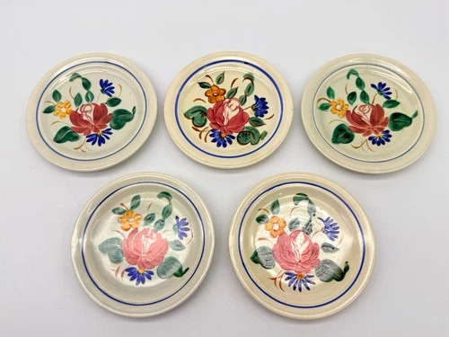 Set of 5 RED WING Orleans 6-1/8" Bread & Butter Plates Orleans Red Yellow Floral