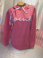 Victoria Secret PINK Hoodie Pullover Small White Script Logo Chest