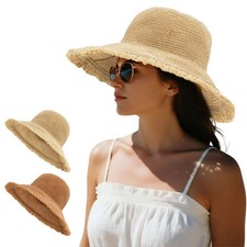 Unisex Straw Panama Hat Summer Beach Sun Short Brim Fedora Trilby Cuban Cap USA