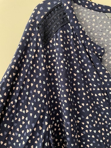 M&Co Navy Blue Heart Print Tunic Top - Size 20 - Picture 3 of 6