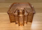 Pink Depression Glass Colonial House Mansion Trinket or Candy Dish - With Lid